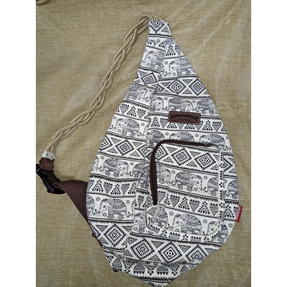 VTG Y2K 2000's Unionbay Elephant Graphic Crossbody Sling Cotton Adjustable Strap